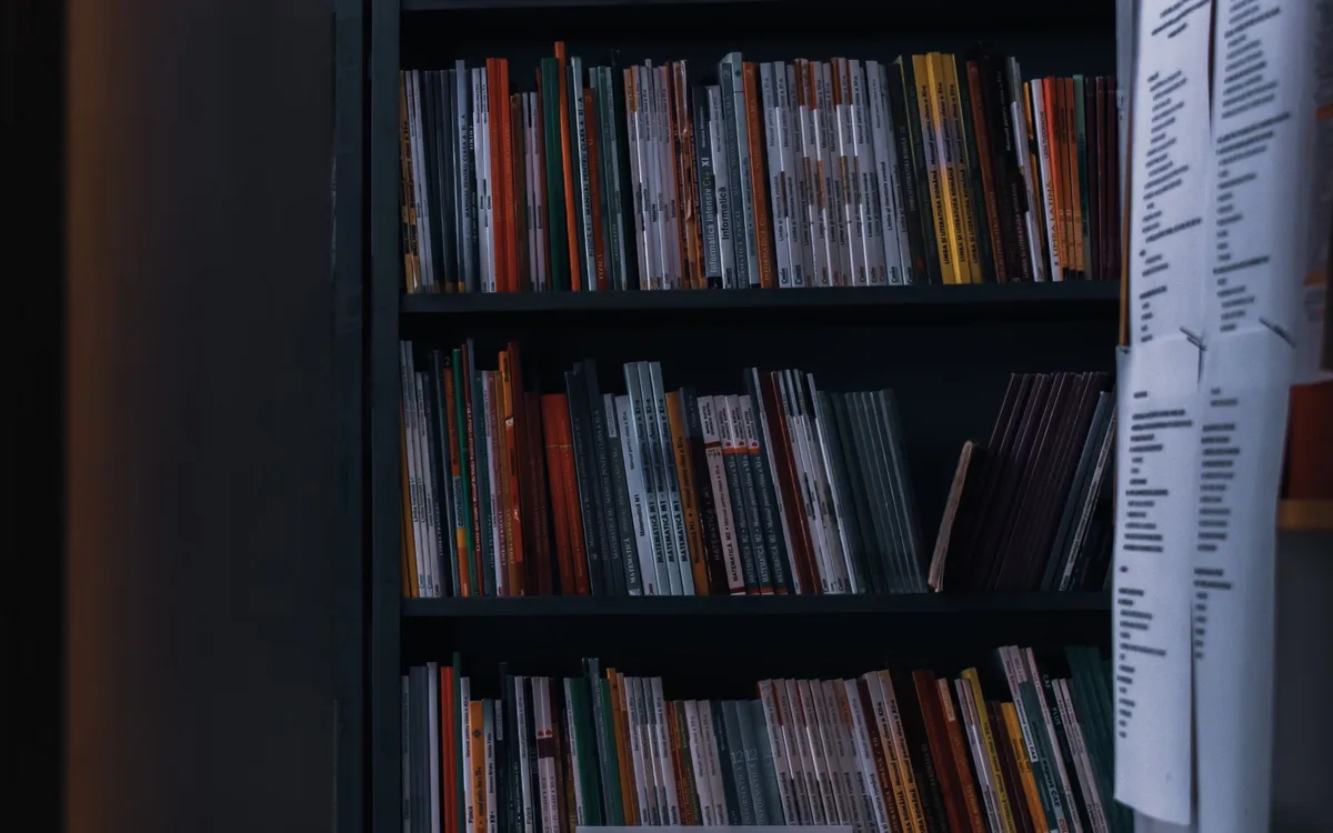 Library shelves filled with books